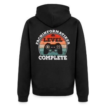 Fachinformatiker Systemintegration Ausbildung - Unisex Premium Bio Zip Hoodie - Schwarz - Hinten - Nico (187cm)