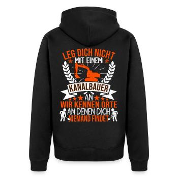 Kanalbauer Tiefbau Bauarbeiter Kanalbau - Unisex Premium Bio Zip Hoodie - Schwarz - Hinten - Nico (187cm)