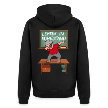 Lehrer im Ruhestand Rente Rentner Pension Geschenk - Unisex Premium Bio Zip Hoodie - Schwarz - Hinten - Nico (187cm)