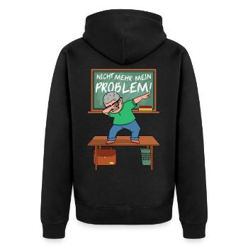 Lehrer in Rente Ruhestand Rentner Pension Geschenk - Unisex Premium Bio Zip Hoodie - Schwarz - Hinten - Nico (187cm)
