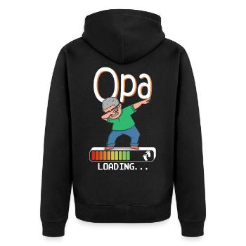 Werdender Opa loading zukünftiger Großvater Opa - Unisex Premium Bio Zip Hoodie - Schwarz - Hinten - Nico (187cm)