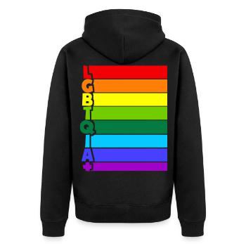 LGBTQIA Plus - Unisex Premium Bio Zip Hoodie - Schwarz - Hinten - Nico (187cm)