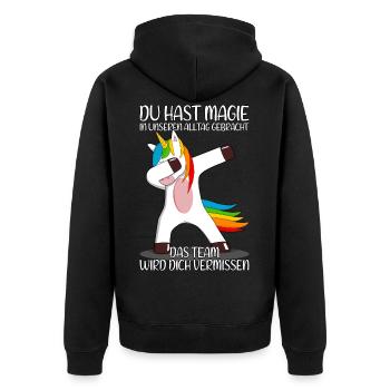 Neuer Job Jobwechsel Abschied Abschiedsgeschenk - Unisex Premium Bio Zip Hoodie - Schwarz - Hinten - Nico (187cm)