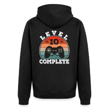 10th wedding anniversary 10 years marriage married Gamer - Unisex Premium Organic Zip Hoodie - black - Back - Nico (187cm)