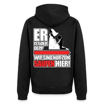 Junggesellenabschied - Unisex Premium Bio Zip Hoodie - Schwarz - Hinten - Nico (187cm)