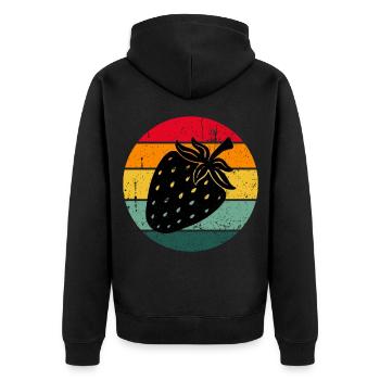 Vintage Retro Strawberry Fruit Fruit Strawberries - Unisex Premium Organic Zip Hoodie - black - Back - Nico (187cm)