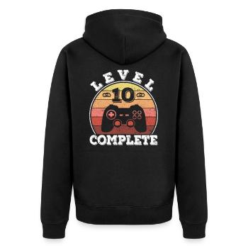 10th wedding anniversary 10 years marriage married Gamer - Unisex Premium Organic Zip Hoodie - black - Back - Nico (187cm)