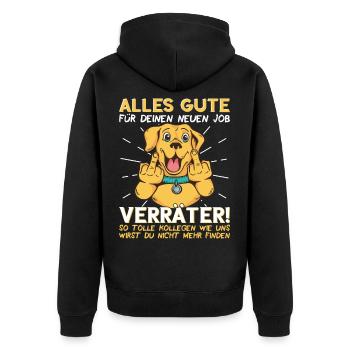Jobwechsel Neuer Job Abschied Kollege neue Arbeit - Unisex Premium Bio Zip Hoodie - Schwarz - Hinten - Nico (187cm)
