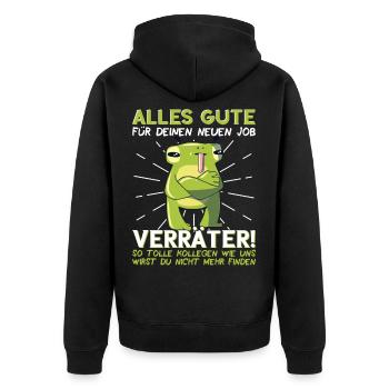 Jobwechsel Neuer Job Abschied Kollege neue Arbeit - Unisex Premium Bio Zip Hoodie - Schwarz - Hinten - Nico (187cm)