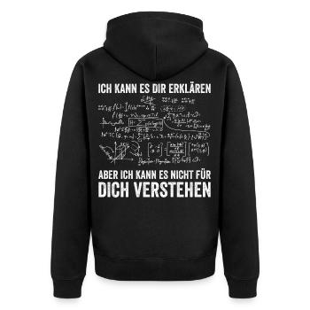 Physik Mathe Ingenieur - ich kann es dir erklären - Unisex Premium Bio Zip Hoodie - Schwarz - Hinten - Nico (187cm)