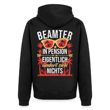 Pension Beamter Ruhestand Beamten Pensionierung - Unisex Premium Bio Zip Hoodie - Schwarz - Hinten - Nico (187cm)