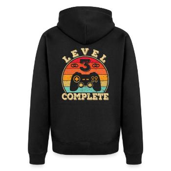 3 years married Gamer 3rd wedding anniversary - Unisex Premium Organic Zip Hoodie - black - Back - Nico (187cm)