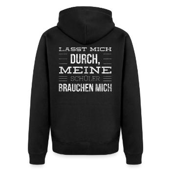 Lustiges Lehrerinnen - Unisex Premium Bio Zip Hoodie - Schwarz - Hinten - Nico (187cm)