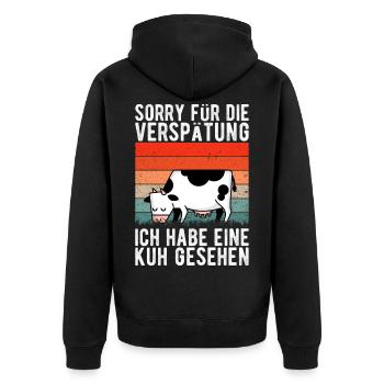 Kuh Landwirt Bauernhof Kinder Landwirtschaft Bauer - Unisex Premium Bio Zip Hoodie - Schwarz - Hinten - Nico (187cm)