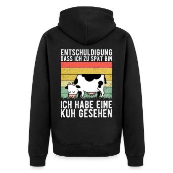 Kuh Landwirt Bauernhof Kinder Landwirtschaft Bauer - Unisex Premium Bio Zip Hoodie - Schwarz - Hinten - Nico (187cm)