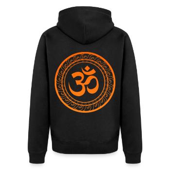 Om Ohm Aum Buddhism Symbole Yoga Sanskrit - Veste à capuche bio Premium Unisexe - noir - Dos - Nico (187cm)