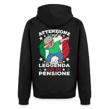 Rentner Rente Ruhestand Pensionato Geschenk - Unisex Premium Bio Zip Hoodie - Schwarz - Hinten - Nico (187cm)