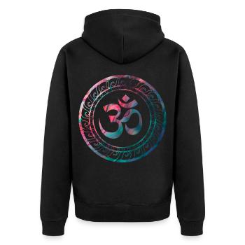 Om Ohm Aum Buddhism Symbole Yoga Sanskrit - Veste à capuche bio Premium Unisexe - noir - Dos - Nico (187cm)