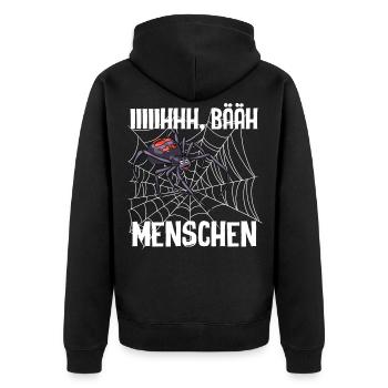 Spinne - Unisex Premium Bio Zip Hoodie - Schwarz - Hinten - Nico (187cm)