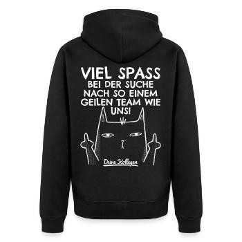 Jobwechsel Neuer Job Abschied Abschiedsgeschenk - Unisex Premium Bio Zip Hoodie - Schwarz - Hinten - Nico (187cm)