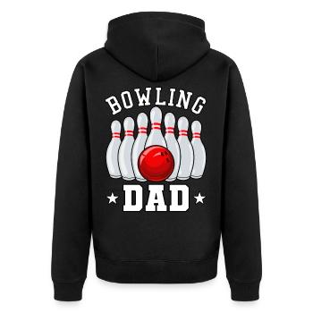 Bowling Dad Bowlingkugel Bowlingspieler bowlen - Unisex Premium Bio Zip Hoodie - Schwarz - Hinten - Nico (187cm)