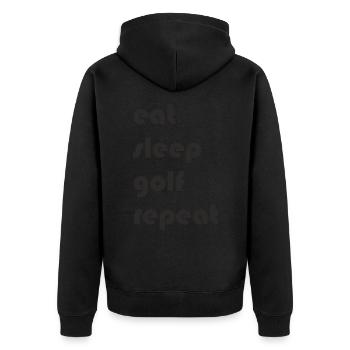 Golf - eat sleep golf repeat - Unisex Premium Bio Zip Hoodie - Schwarz - Hinten - Nico (187cm)
