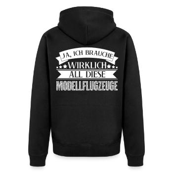 Modellflug Flugzeug Modellbauer - Unisex Premium Bio Zip Hoodie - Schwarz - Hinten - Nico (187cm)