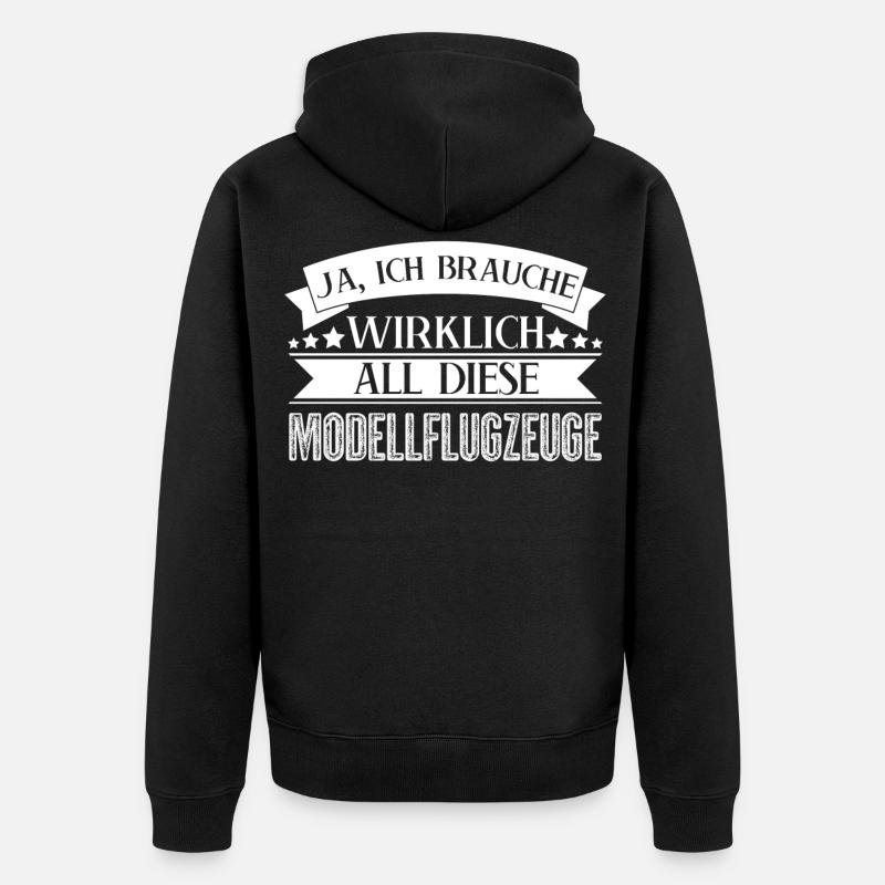 Modellflug Flugzeug Modellbauer - Unisex Premium Bio Zip Hoodie - Schwarz