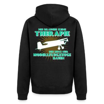 Modellflug Modellflieger Modellflugzeug - Unisex Premium Bio Zip Hoodie - Schwarz - Hinten - Nico (187cm)