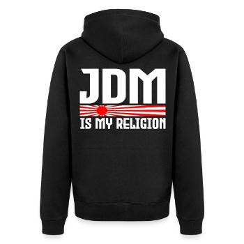 JDM est ma religion Motorsport Auto Tuning - Veste à capuche bio Premium Unisexe - noir - Dos - Nico (187cm)