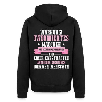 Tattoo Mädchen Geburtstag Weihnachten Geschenk - Unisex Premium Bio Zip Hoodie - Schwarz - Hinten - Nico (187cm)