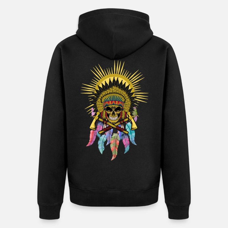 Chef du crâne de l’attrape-rêves - Veste à capuche bio Premium Unisexe - noir