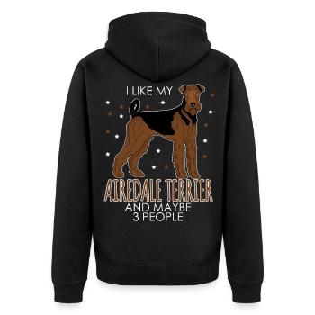 Airedale Terrier Hunde Airedale-Terrier - Unisex Premium Bio Zip Hoodie - Schwarz - Hinten - Nico (187cm)