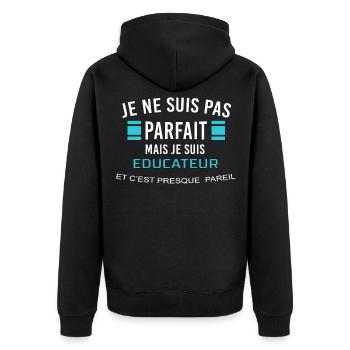 je ne suis pas parfait EDUCATEUR - Veste à capuche bio Premium Unisexe - noir - Dos - Nico (187cm)
