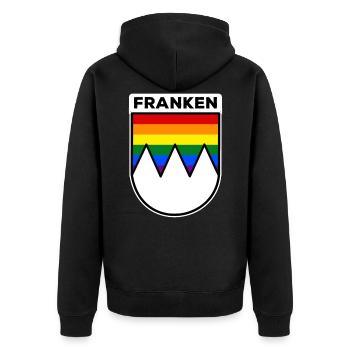 Franken Fränkisch Frankenland Pride Homosexuell - Unisex Premium Bio Zip Hoodie - Schwarz - Hinten - Nico (187cm)