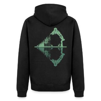 Bogenschütze Bogenschießen Bogensport Vintage - Unisex Premium Bio Zip Hoodie - Schwarz - Hinten - Nico (187cm)