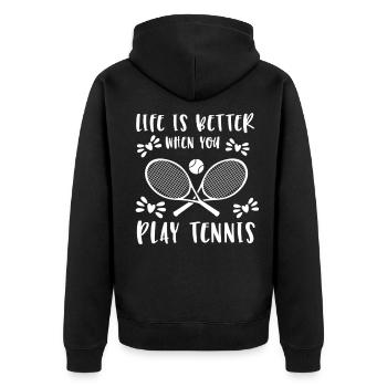 Joueur de tennis Raquette de tennis Balle de tennis - Veste à capuche bio Premium Unisexe - noir - Dos - Nico (187cm)