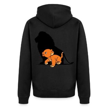 Niedlicher Löwe Schatten Tier Kinder Geschenk - Unisex Premium Bio Zip Hoodie - Schwarz - Hinten - Nico (187cm)