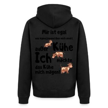 Ich möchte das Kühe mich mögen Landwirt Bauer - Unisex Premium Bio Zip Hoodie - Schwarz - Hinten - Nico (187cm)