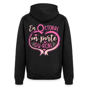 Octobre Ruban Rose Cancer du Sein Sensibilisation - Veste à capuche bio Premium Unisexe - noir - Dos - Nico (187cm)