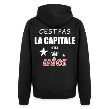 C'est Pas La Capitale C'est Liège - Veste à capuche bio Premium Unisexe - noir - Dos - Nico (187cm)