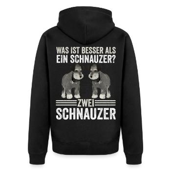 Zwei Schnauzer Hund Schnauzer - Unisex Premium Bio Zip Hoodie - Schwarz - Hinten - Nico (187cm)