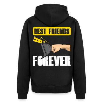 Bagger Freunde Best Friends Forever Baggerschaufel - Unisex Premium Bio Zip Hoodie - Schwarz - Hinten - Nico (187cm)