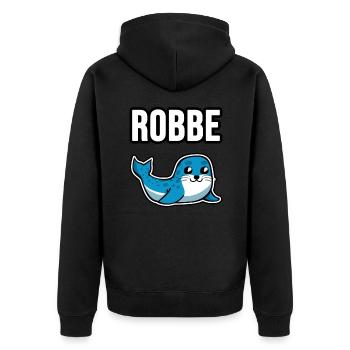 Baby Robbe - Unisex Premium Bio Zip Hoodie - Schwarz - Hinten - Nico (187cm)