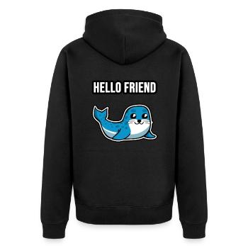 Süße kleine Robbe - Unisex Premium Bio Zip Hoodie - Schwarz - Hinten - Nico (187cm)