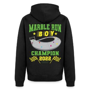 MARBLE RUN BOY. - Unisex Premium Organic Zip Hoodie - black - Back - Nico (187cm)