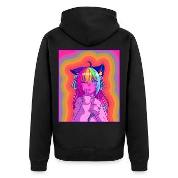 Kidcore Aesthetic Kawaii Anime Girl 90s Nostalgia - Unisex Premium Organic Zip Hoodie - black - Back - Nico (187cm)