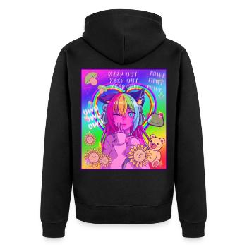 Kidcore Esthétique Vaporwave Anime Girl Neko UWU - Veste à capuche bio Premium Unisexe - noir - Dos - Nico (187cm)