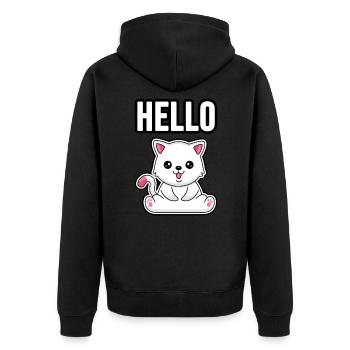 Baby Hund und Katze - Unisex Premium Bio Zip Hoodie - Schwarz - Hinten - Nico (187cm)