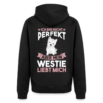 Hund Westie White Terrier Züchter Westie White Te - Unisex Premium Bio Zip Hoodie - Schwarz - Hinten - Nico (187cm)